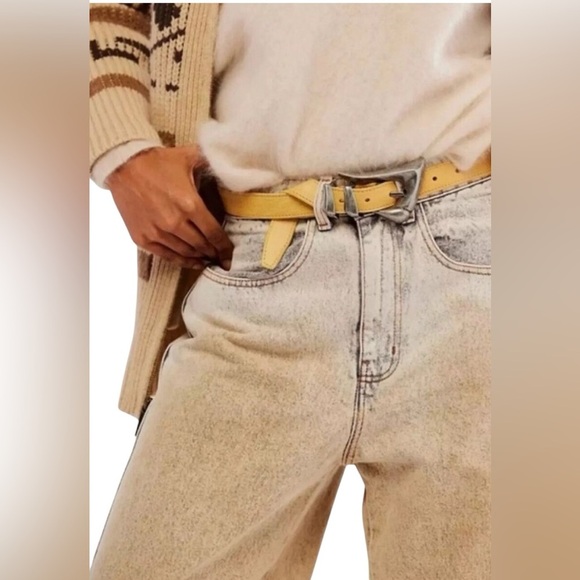 Free People New Billie Leather Belt Honey Size M/L - Picture 1 of 10